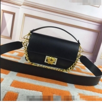 Famous Brand Versace x Fendi Leather Baguette Medium Bag 8820 Black 2022