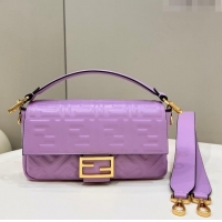 Buy Inexpensive Fendi Baguette Medium Nappa Leather Bag 0135AM Lilac Purple 2023