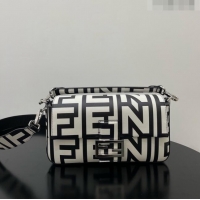 Shop Grade Fendi Baguette Medium Roma Capsule Bag in Two-tone Leather F1267 White/Black 2023