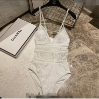Inexpensive Chanel Lace One Piece Swimwear 0311 White 2023