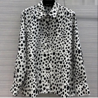 Grade Promotional Louis Vuitton Dots Print Silk Shirt 0213 Black 2023