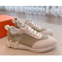 Good Product Hermes Bouncing Sneakers in Mesh and Suede Grey 020878
