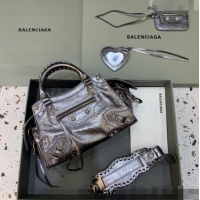 Affordable Price Balenciaga Neo Cagole XS Lambskin Top Handle Bag with Crystal BA1570 Silver 2022