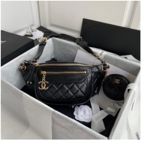 Top Quality Chanel Bodypack Sheepskin Leather AS1077 black