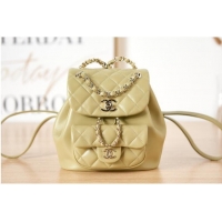 Unique Discount Chanel Backpack Sheepskin Original Leather AS2908 Yellow