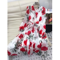 Trendy Design Dolce & Gabbana Silk Dress DG3305 White/Red 2023