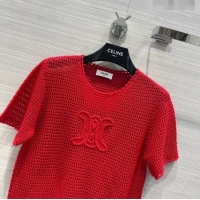 Top Quality Celine Knit T-shirt C20885 Red 2023