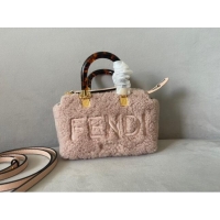 Shop Discount Fendi By The Way Shearling Mini Boston Bag FD1646 Pink 2023