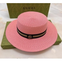 Low Cost Gucci Straw Hat G021658 Pink 2023