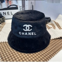 Top Grade Chanel Rabbit Fur Bucket Hat 1208 Black 2022