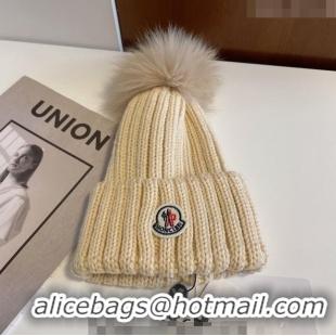 Reasonable Price Moncler Knit Hat M1208 Beige 2022