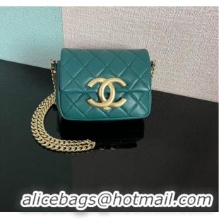 Top Quality Chanel MINI FLAP BAG Lambskin & Gold-Tone Metal AS3854 khaki