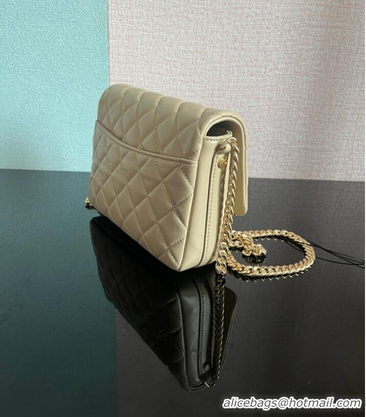 Discount Chanel SMALL FLAP BAG Lambskin & Gold-Tone Metal AS3855 khaki