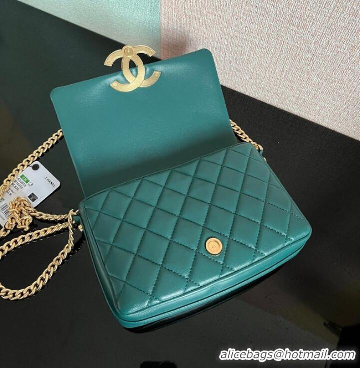 Grade Quality Chanel SMALL FLAP BAG Lambskin & Gold-Tone Metal AS3855 blue