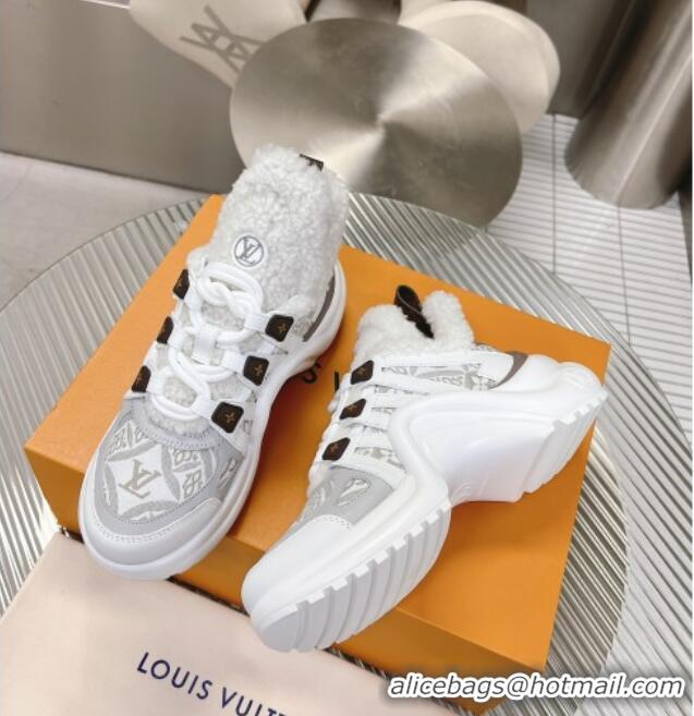 Sumptuous Louis Vuitton Since 1854 Archlight Sneakers with Shearling Grey 101443