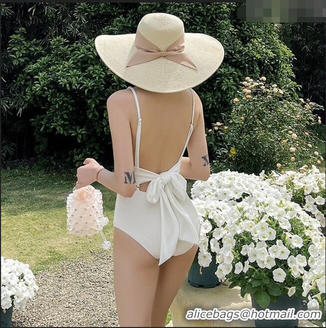 Famous Brand Dior V Swimwear with Bow 0408 White 2023
