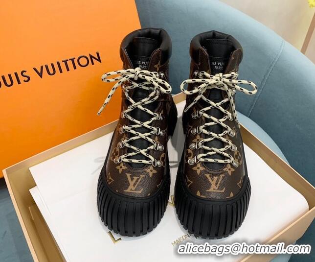 Popular Style Louis Vuitton Ruby Flat Ranger Monogram Canvas Lace-up Boots 110224