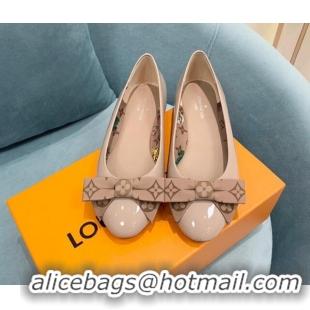 Top Design Louis Vuitton Popi Flat Ballerinas in Patent Leather Nude 110234
