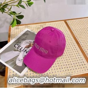 Buy Fashionable Miu Miu Canvas Baseball hat with Crystals 0407 Pink 2023