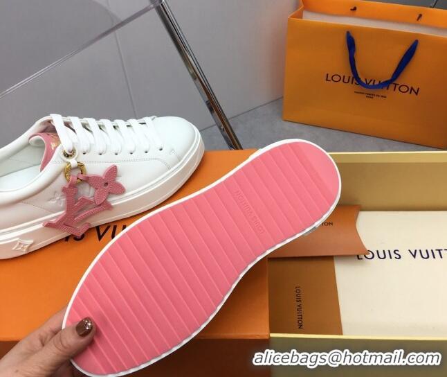 Hot Style Louis Vuitton Time Out Sneaker in Calf Leather with LV Charm White/Pink 022875
