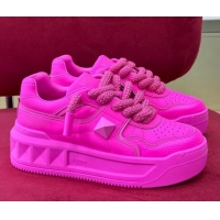 Popular Style Valentino ONE STUD XL Low-top Sneakers in Nappa Leather Pink 013071