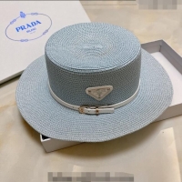 Famous Brand Prada Straw Hat P021657 Light Blue 2023