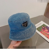 Super Quality Prada Denim Bucket Hat P030811 Light Blue 2023