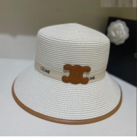 Luxurious Discount Celine Straw Hat C22725 White 2023