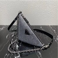 Well Crafted Prada Crystal-studded satin pouch 1NQ044 black