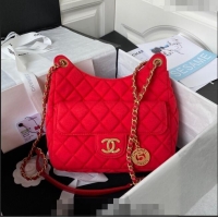 Pretty Style Chanel Wool Jersey Medium Hobo Bag AS3690 Red 2023
