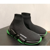 Sumptuous Balenciaga Speed 2.0 Graffiti Knit Sneakers Black/Green 122226