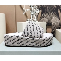 Top Design Balenciaga Logo Knit Platform Slide Sandals 5cm Grey 030354