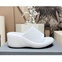 Top Grade Balenciaga Leather Wedge Slide Sandals 7cm White 329001