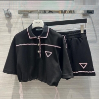 Luxurious Grade Prada T-shirt and Shorts P41204 Black 2023
