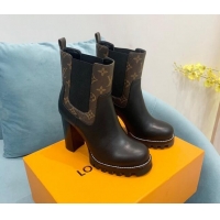 Discount Louis Vuitton Star Trail Ankle Boots 9.5cm in Leather and Monogram Canvas Black 110226