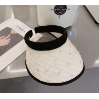 Shop Grade Dior Visor Straw Hat with Sequins 021627 White 2023