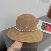 Well Crafted Dior Straw Hat with Pearls 0407 Gold 2023