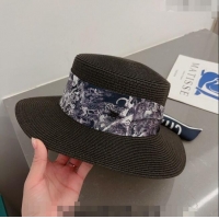 Original Cheap Dior Straw Hat with Bandeau PA0407 Black 2023