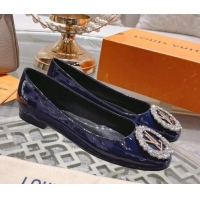 Grade Quality Louis Vuitton Madeleine Flat Ballerinas in Patent Leather with Crystal Blue 2122741