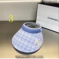 Famous Brand Chanel Tweed Visor Hat 0407 Blue 2023