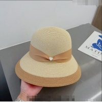 Well Crafted Miu Miu Straw Bucket Hat with Heart Band 0311 Beige 2023