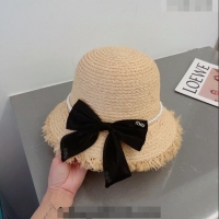 Sophisticated Miu Miu Straw Hat with Bow and Pearls 0407 Black 2023