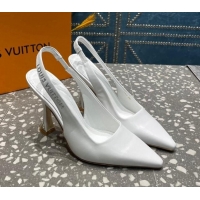 Grade Quality Louis Vuitton Sparkle Leather Slingback Sandals with Signature White 0208118