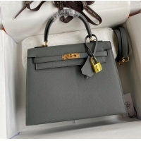Discount Hermes Kelly 25cm Shoulder Bags Original Epsom Leather KL2755 Vert amande