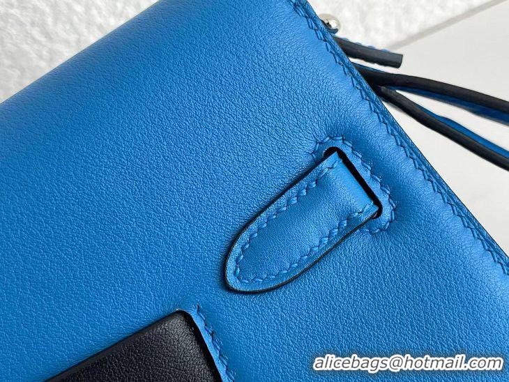 Reasonable Price Hermes Kelly Epsom Leather Depeches Canonical HE8740 Blue