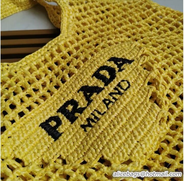 Lowest Cost Prada Crochet tote bag 1BG424 yellow