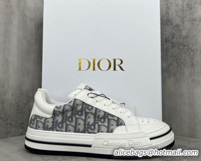 Good Quality Dior Fall Low-top Sneakers in Leather and Oblique Canvas White/Grey 122926