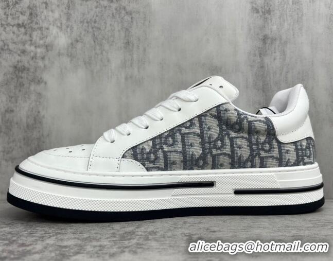 Good Quality Dior Fall Low-top Sneakers in Leather and Oblique Canvas White/Grey 122926