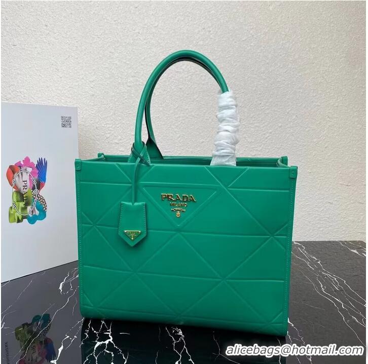 Buy Discount Medium leather Prada Symbole bag with topstitching 1BA378 Green