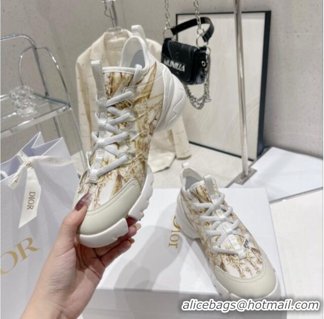 Good Product Dior D-Connect Sneaker in Gold Multicolor Technical Fabric with Reve d'Infini Print 022833
